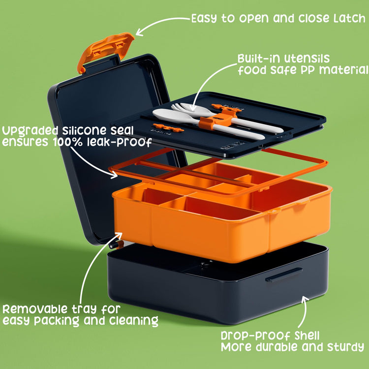 Kids Bento Snack Lunch Box with 4 Compartment