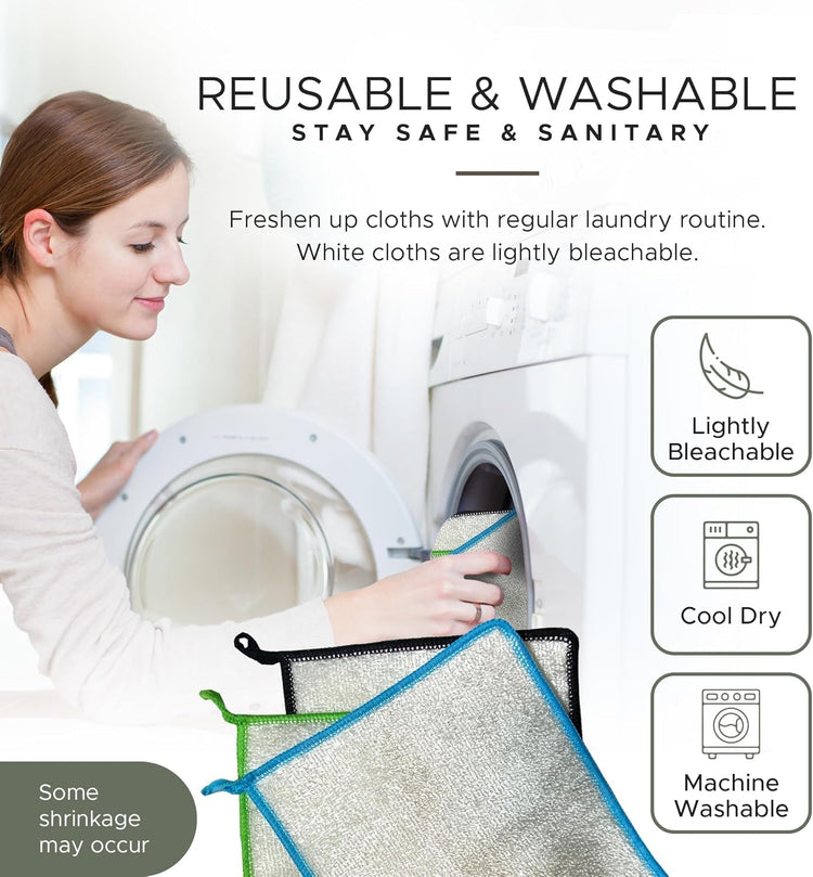 Dishcloths Kitchen Dishrag Cleaning Scrub Reusable 3pk 6x7in