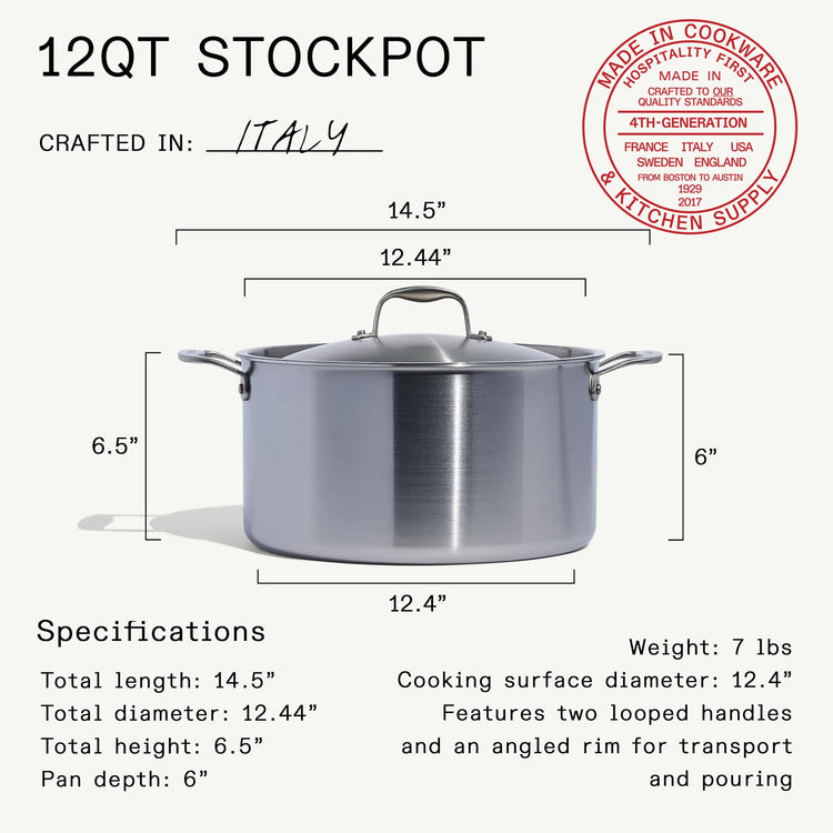 Cookware 12 Quart Stainless Steel Stock Pot With Lid