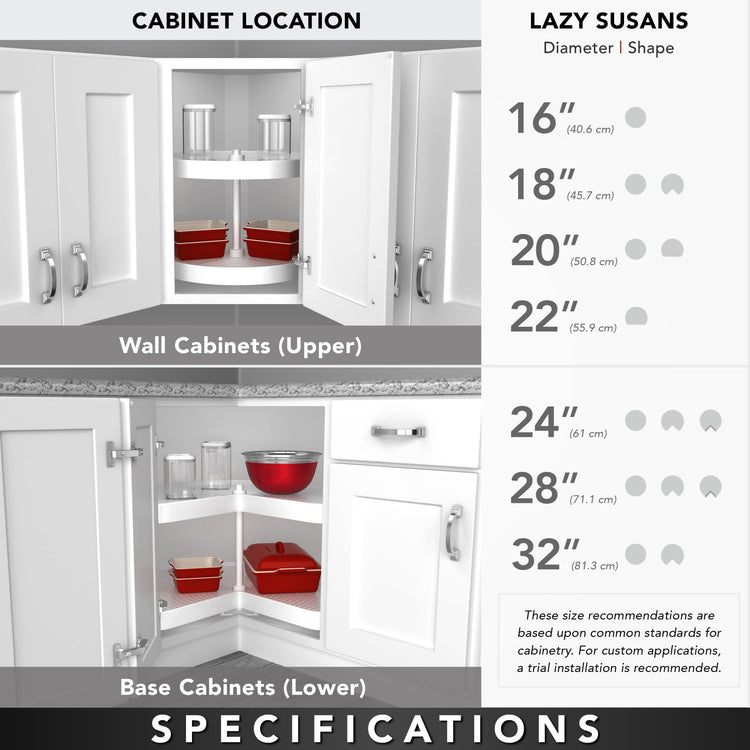 2 Tier Pie Cut Plastic Lazy Susan for Corner Base Cabinets