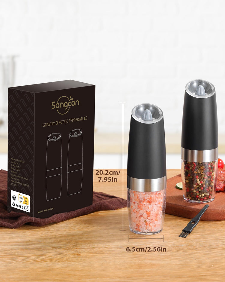 Gravity Electric Salt and Pepper Grinder Set Automatic Shakers Mill Grinder with LED Light