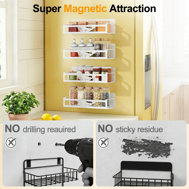 Magnetic Spice Rack for Refrigerator (4 Count)