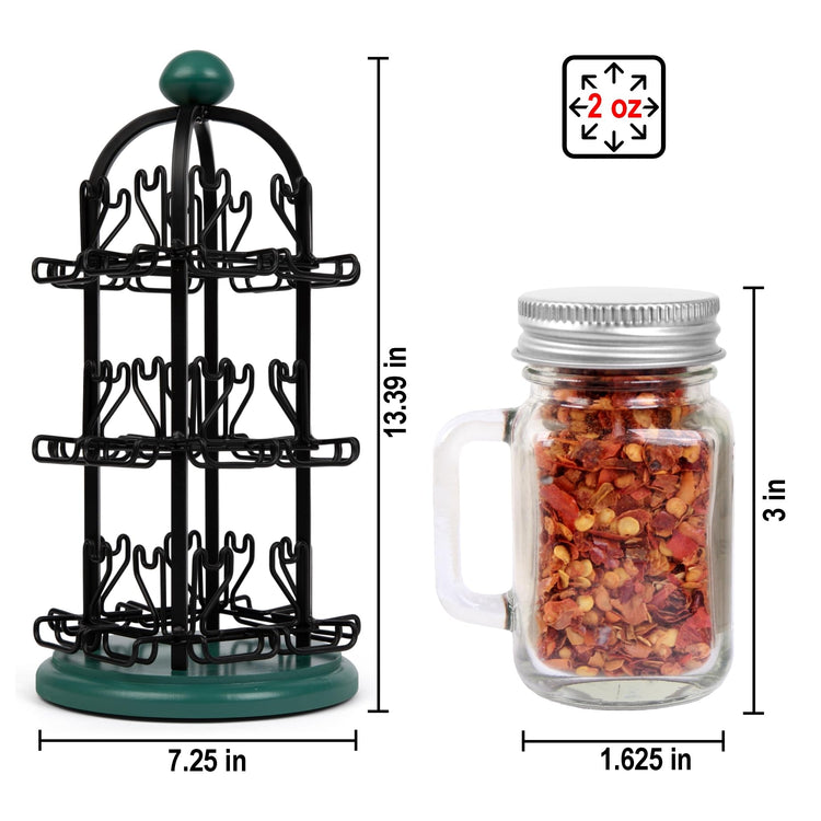 Adrinova 24 Jar Rotating Spice Rack with Spices Included & 5