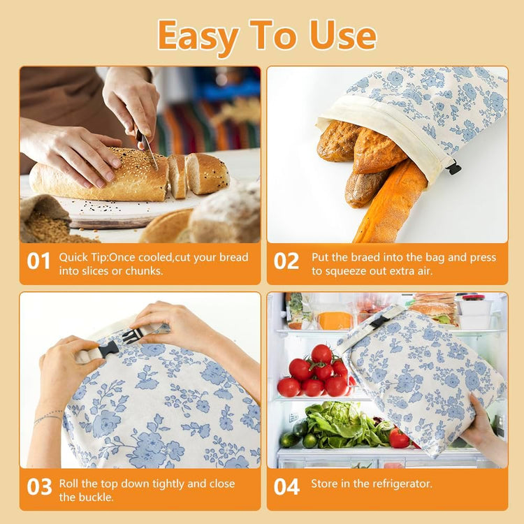 Bread Bags for Homemade bread,2 Pack Sourdough Bread Bags,Beeswax Bread Bags for Bourdough,Reusable Bread Storage