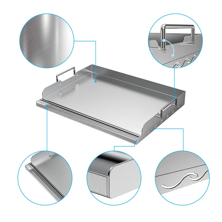 Stainless Steel Griddle Flat Top Plate 17" x 13"
