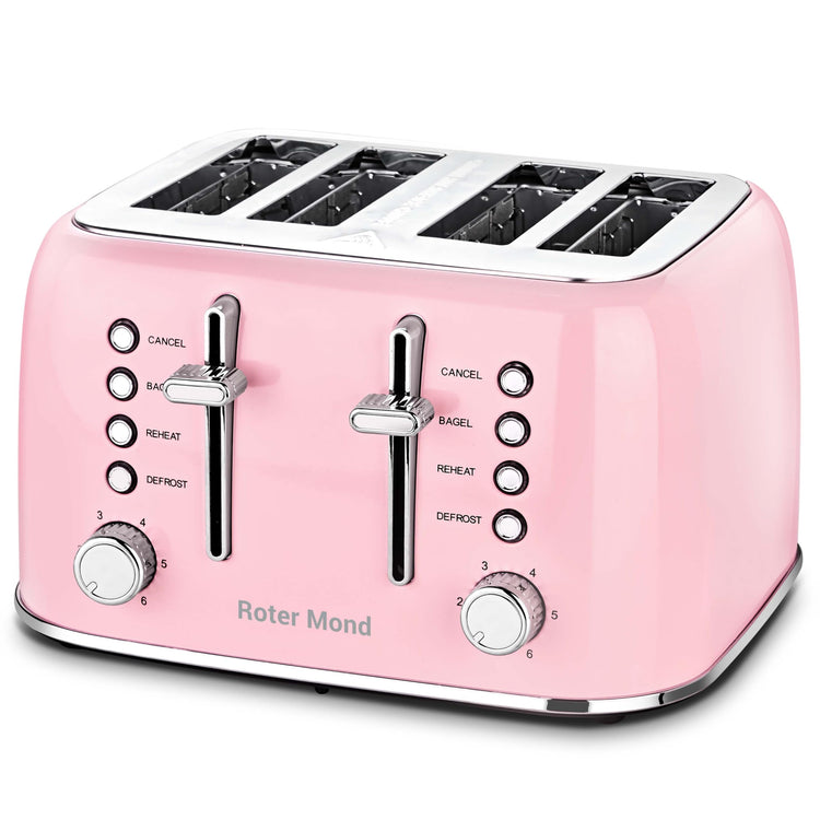 Toaster 4 Slice Retro Stainless Steel with Extra Wide Slots Bagel