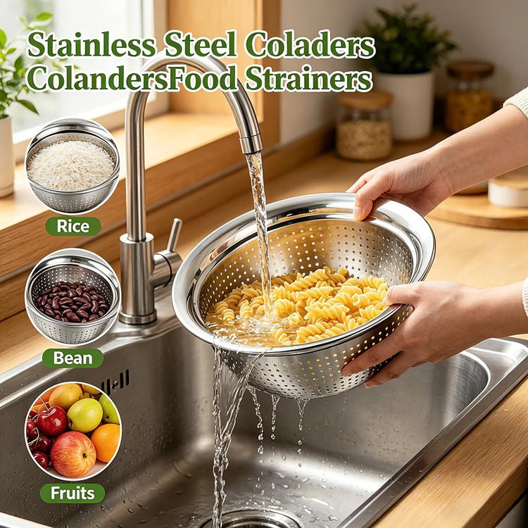 4 Piece Stainless Steel Mixing Bowls and Microporous Colanders Set (4 Count)