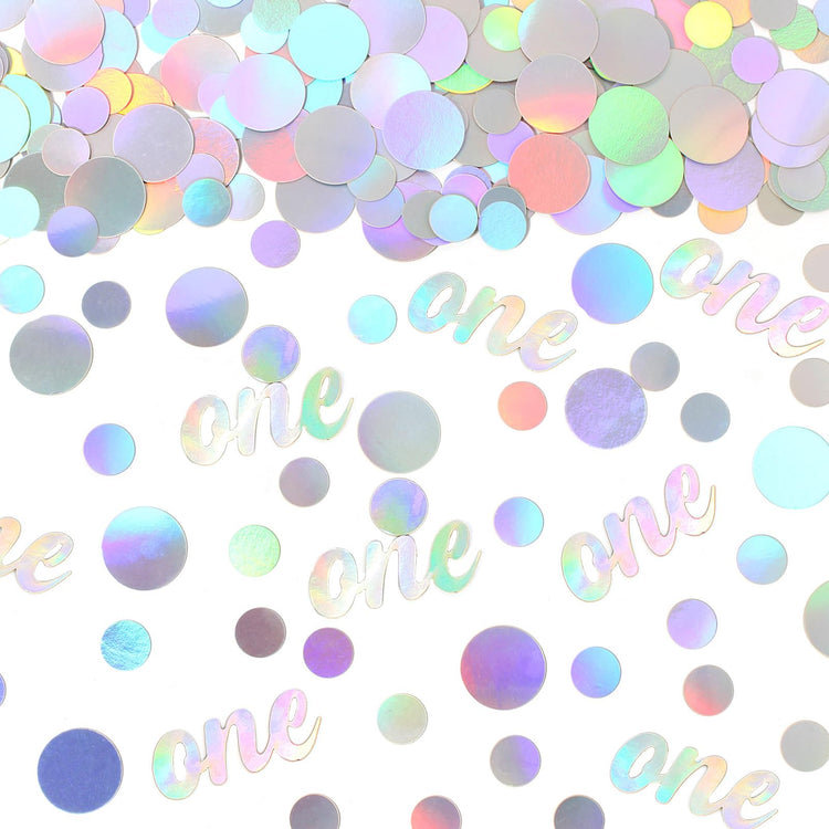 One Birthday Confetti Iridescent Baby First Birthday Decorations Circle Table Scatter Baby Shower The First Year Anniversary Party Table Decor Supplies 300PC (300 Count)