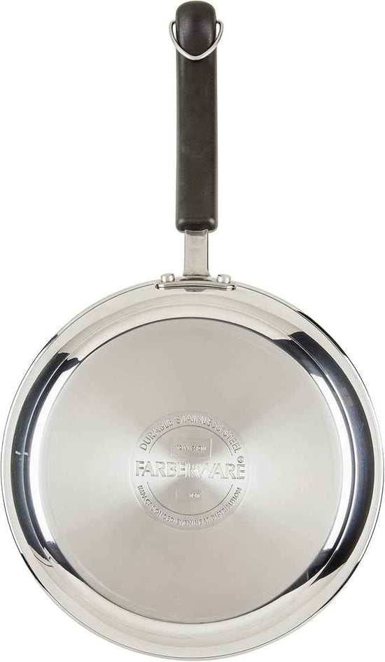 Farberware Brilliance Stainless Steel Cookware Pots and Pans Set with Kitchen Cooking Tools and Glass Lids, 10 Piece, Dishwasher Safe and Induction Ready, Stainless Steel