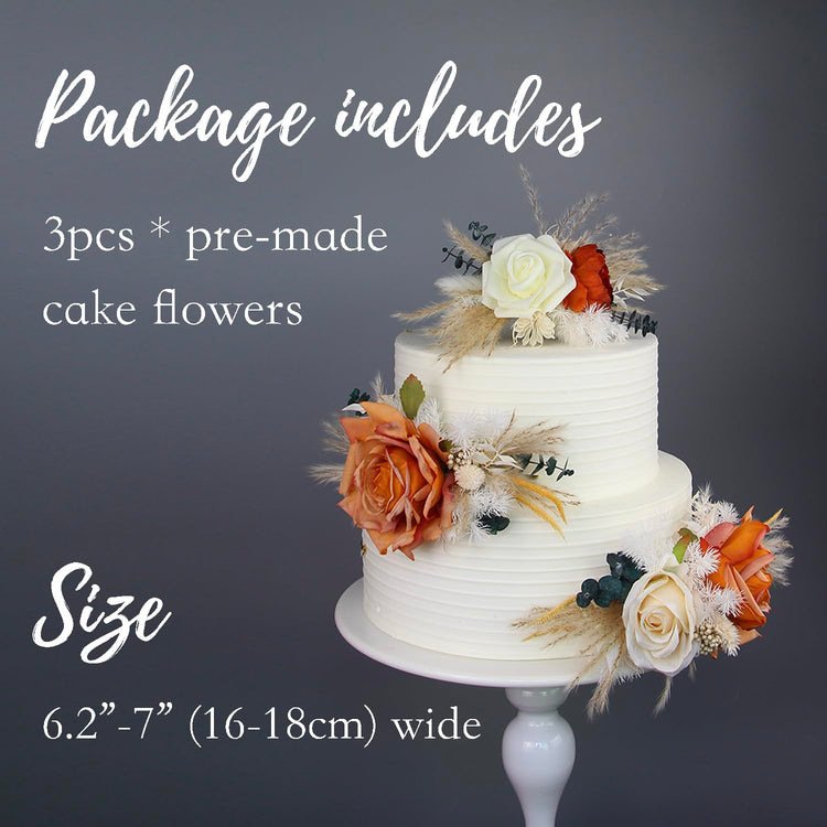 3Pcs Premade Cake Flowers (3 Count)