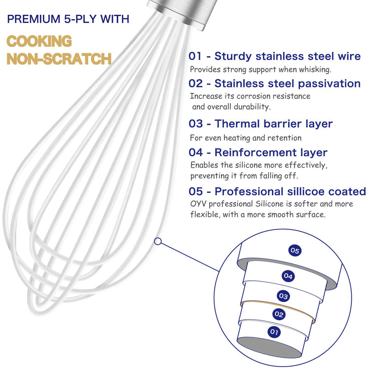 White Silicone Whisk Set of 3 (3 Count)