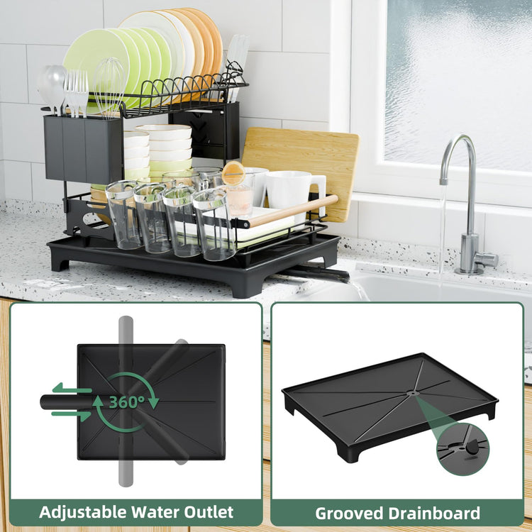 2 Tier Dish Rack with Drainboard