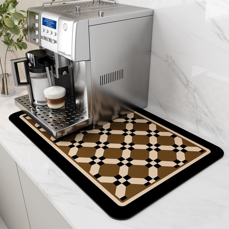 AMOAMI Coffee Mat Hide Stain Rubber Backed Absorbent Dish Drying Mat for Kitchen Counter - Fits Under Coffee Maker or Machine - 16X24