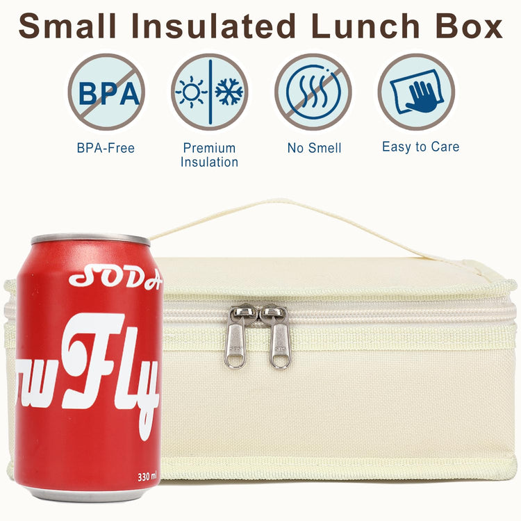 Small Insulated Lunch box Portable Soft Bag Mini Cooler Thermal Meal Tote Kit with Handle for Work & School