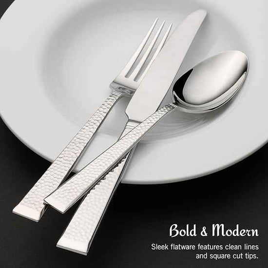 Mikasa Kyler Flatware Set for 12, 65 Piece 18/10 Stainless Steel Silverware with Modern Design and Serving Utensils, Durable, Stylish Dinnerware Service