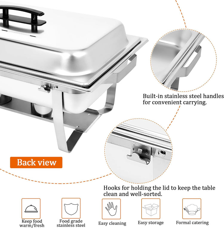 Chafing Dishes for Buffet [Set of 2/4] Stainless Steel Food Warmers for Parties 9QT Chafers and Buffet Warmers Sets Commercial Catering Chafers for Event Party