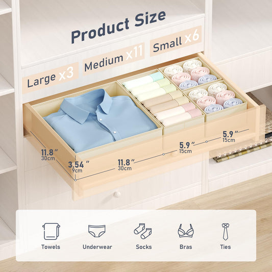 Drawer Organizer Clothes 20 Pack (24 Count)