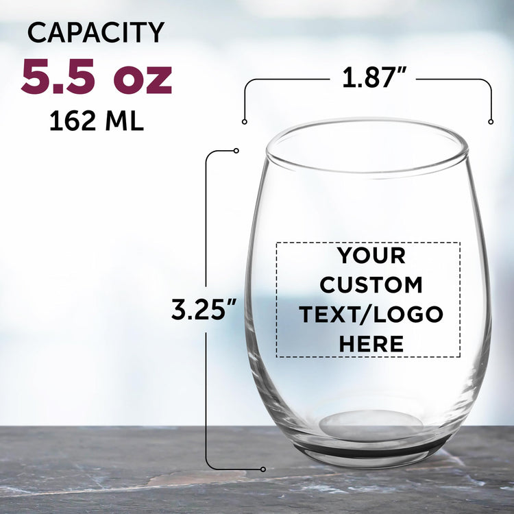 Custom Stemless Wine Glasses by ARC 5.5 oz Set of 12 (100 Count)