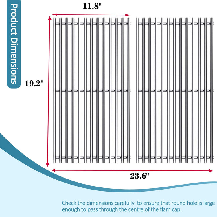 S6G550 (2-Pack) 19.2” Stainless Steel Cooking Grates for Weber Summit E-440, S-440, E-450, S-450, E-460, S-460, E-470, S-470 and Charmglow 720-0304 (2 Count)