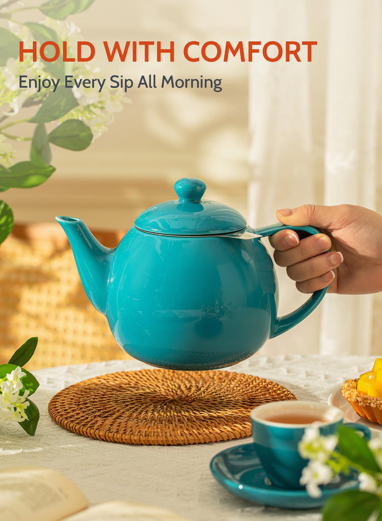 Teapot Porcelain Tea Pot with Stainless Steel Infuser