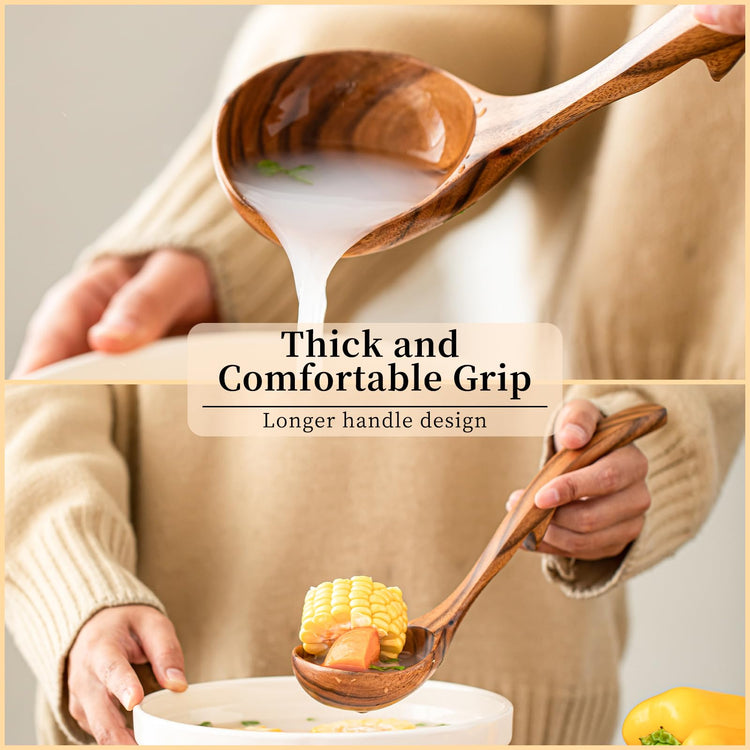 3 Size Wooden Soup Ladles Set (3 Count)