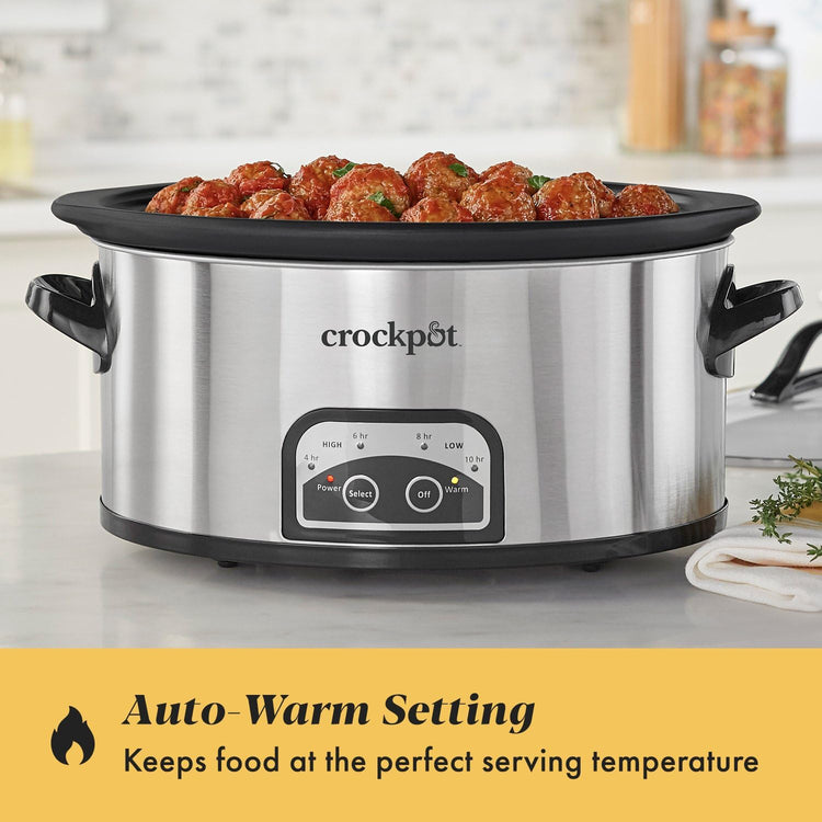 6 Quart Programmable Slow Cooker with Timer and Auto Food Warmer Setting