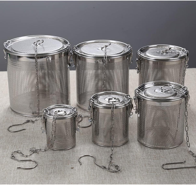 Zerodeko 1pc Soup Seasoning Bag Spice Bag Box Diffuser Tea Ball Filter Mesh Strainer Stainless Steel Brine Basket Strainer Basket Metal Loose Leaves Infusion Set Tea Maker Tea Strainer, Silver
