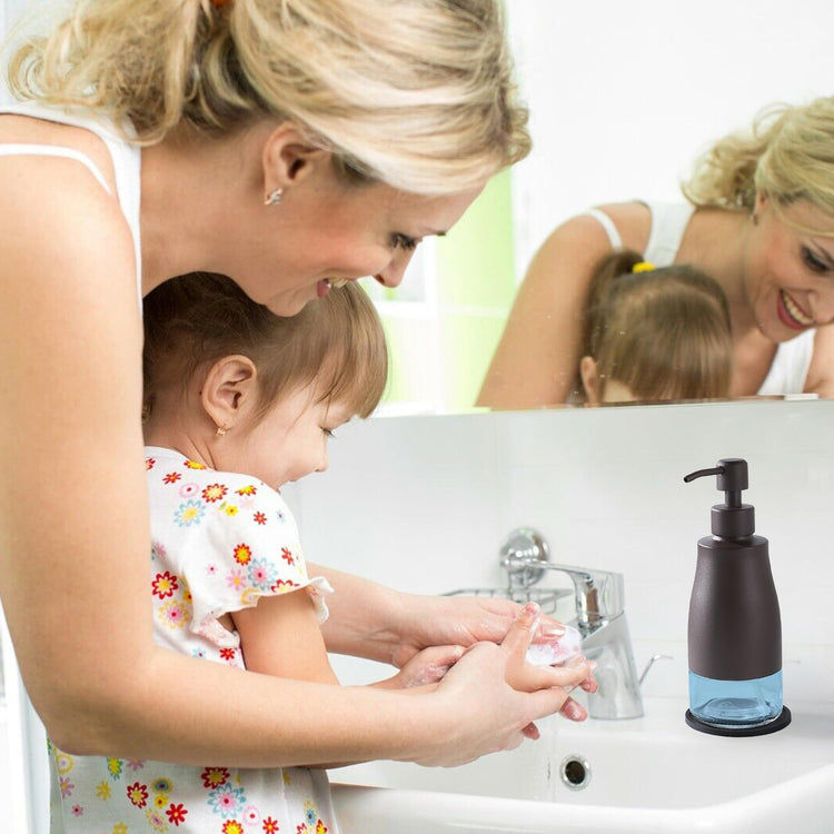 Matte Brown Soap Dispenser with Coaster & Stickers