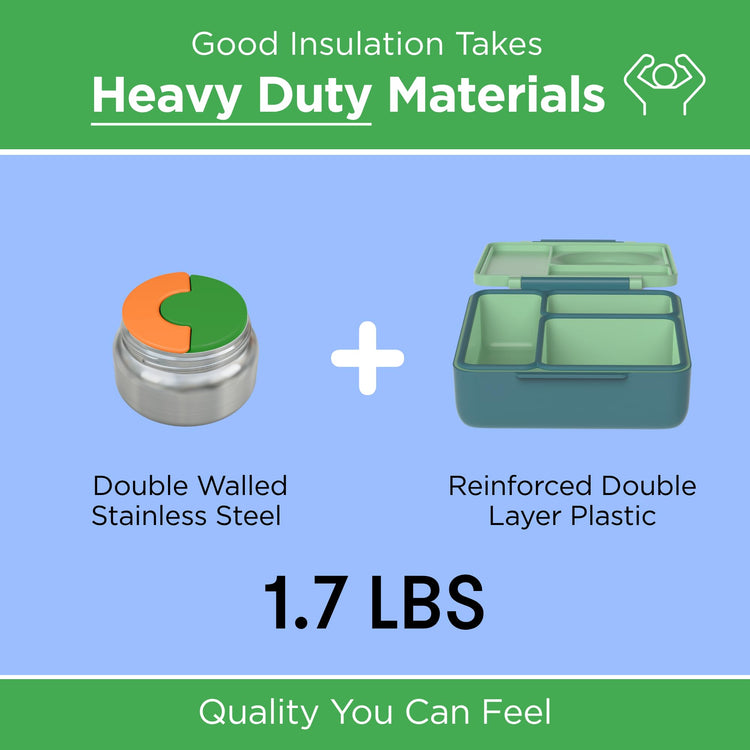 OmieBox Kids Insulated Leakproof Bento Lunch Box with Food Jar