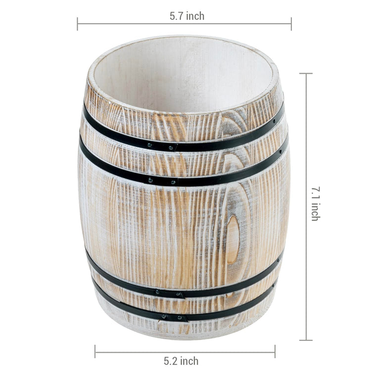 Whitewashed Wood Wine Barrel Kitchen Utensil Holder Crock