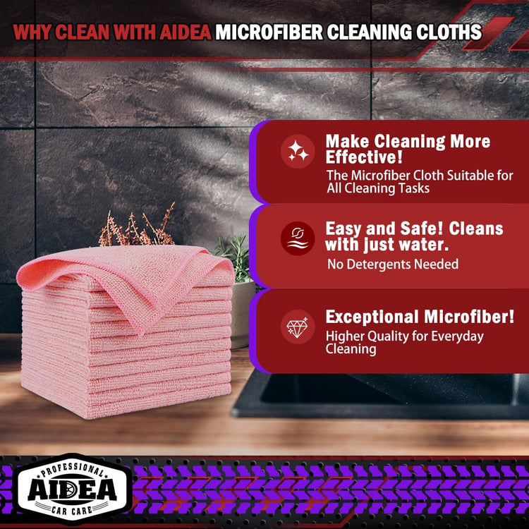 Microfiber Cleaning Cloth Pink 20PK (20 Count)