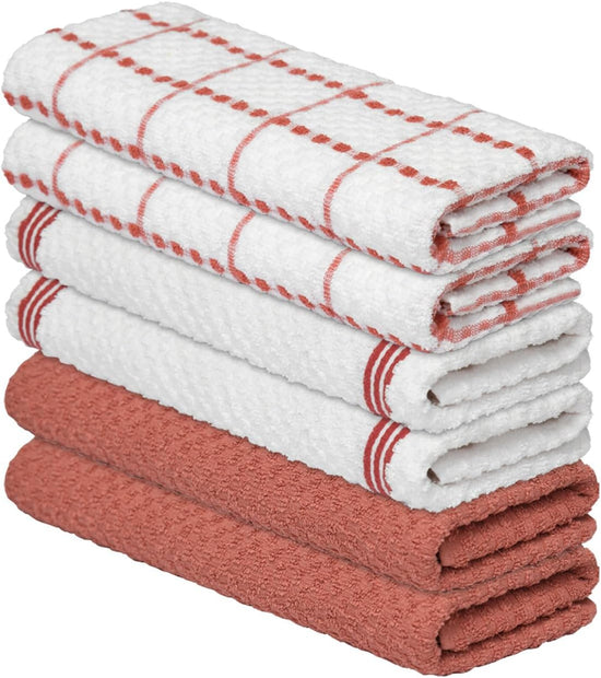Artoid Mode Ring Spun Cotton Red Kitchen Dish Towels, 15x25 Inch Ultra Soft Absorbent Quick Drying Household Cleaning Tea Towels Bar Towels Set of 6 - Nestoria