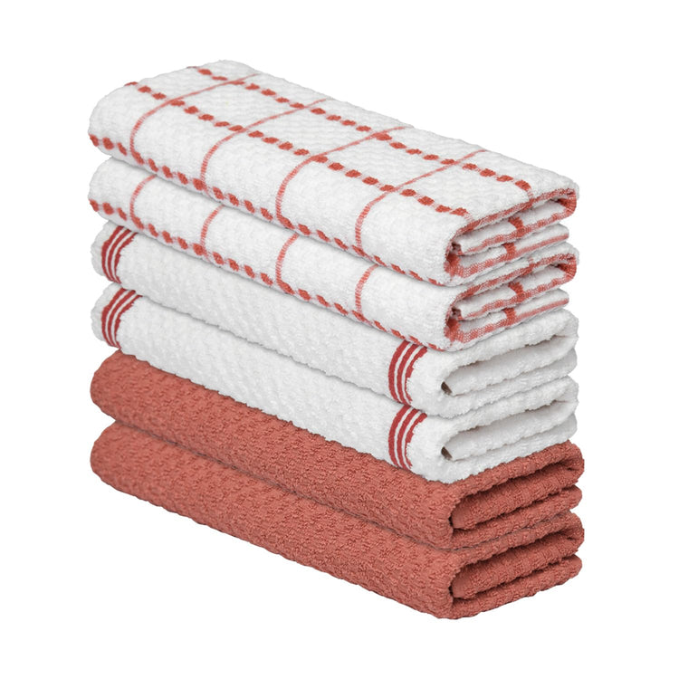 Ring Spun Cotton Red Kitchen Dish Towels (6 Count)