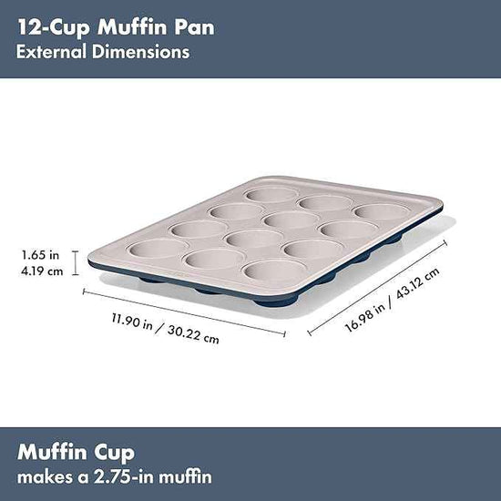 OXO Good Grips Non-Stick Pro Ceramic Coated Metal Bakeware 12 Cup Muffin Pan – Storm Blue