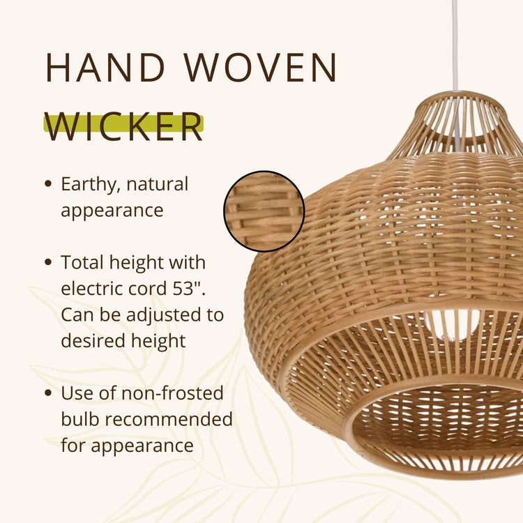 1050029 Wicker Pear Pendant Lamp