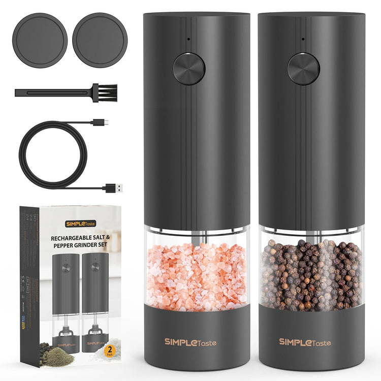 Electric Rechargeable Salt and Pepper Grinder Set (2 Count)