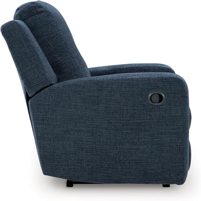Signature Design by Ashley Danum Casual Manual Tufted Wall Hugger Recliner with Track Arms, Blue