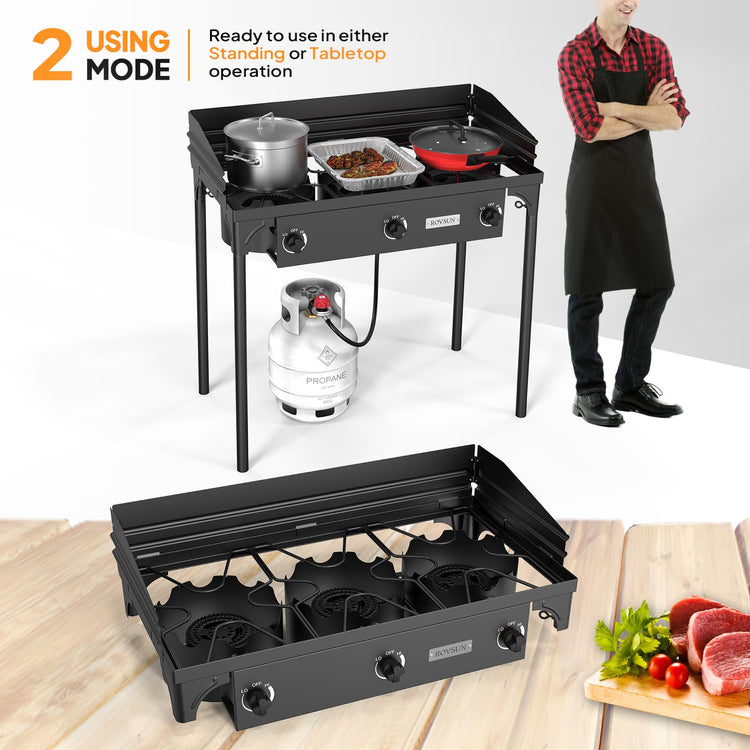 3 Burner Propane Gas Stove with Carrying Bag