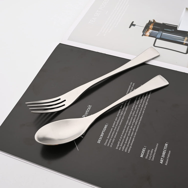 Luxury 304 Stainless Steel Matte Silver Cutlery Flatware Set