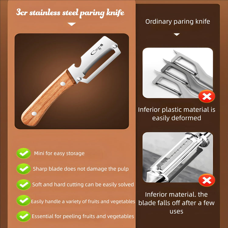 Vegetable Peeler Wooden Handle Sharp Stainless Steel Blade for Fruit