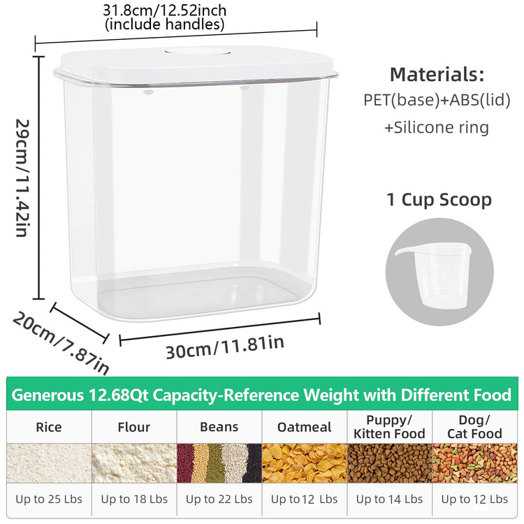 Airtight Rice Container 25 Lbs with Handle and Cup