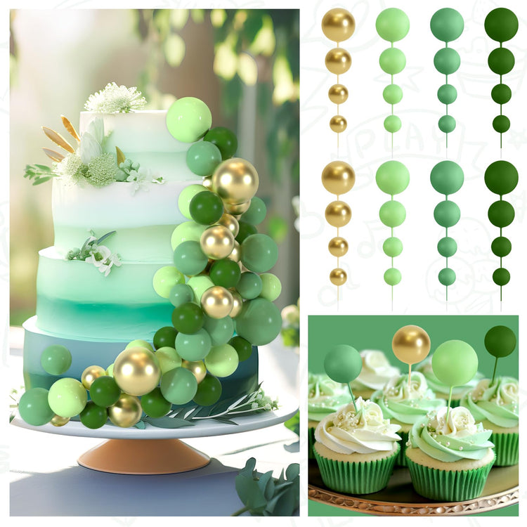 48 Pcs Balls Cake Topper Decorations Balloon Cupcake Toppers Foam Cake Topper Balls Cake Balls Decorations for Birthday Party Cake Decorating (48 Count)