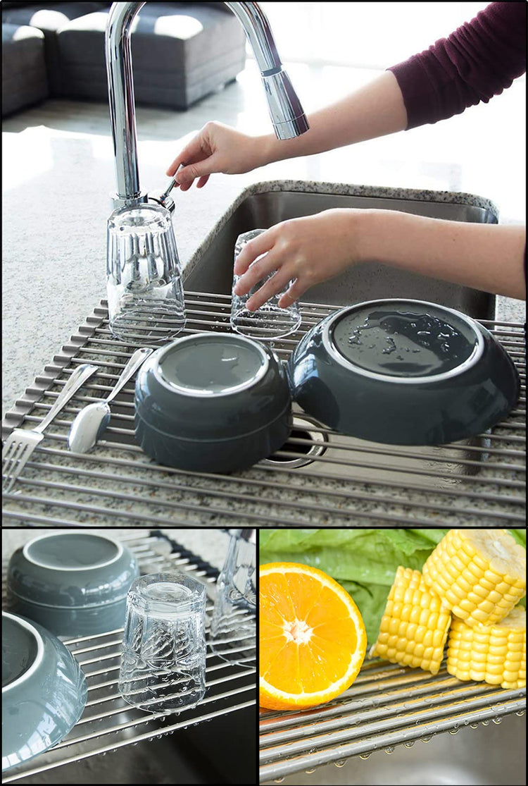 Roll Up Dish Drying Rack Over Sink