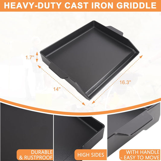 Universal Flat Top Griddle, Cast Iron BBQ Griddle for Electric/Gas/Charcoal Grill/Stove, 18.6 x14" Griddle Inserts for Weber Charbroil Camp Chef,Nonstick Coating Cooking Skillet Pan for Outdoor - Nestoria