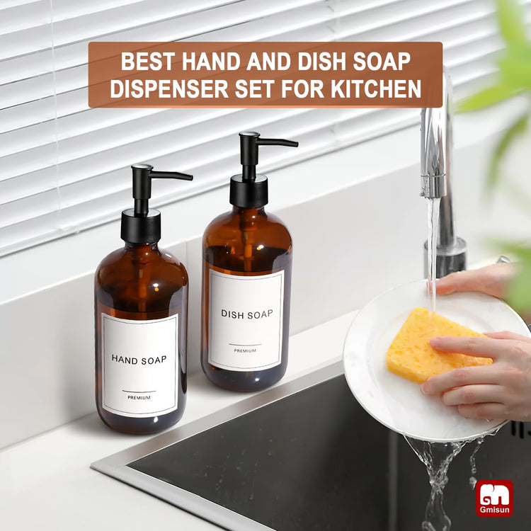 Amber Glass Soap Dispenser (2 Count)