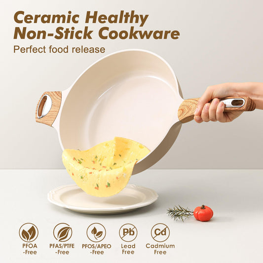 Ceramic Nonstick Frying Pan Skillet with Lid
