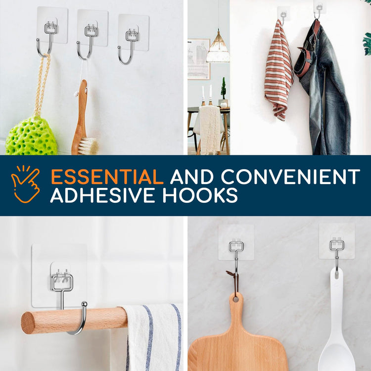 Adhesive Wall Hooks for Hanging (12 Count)
