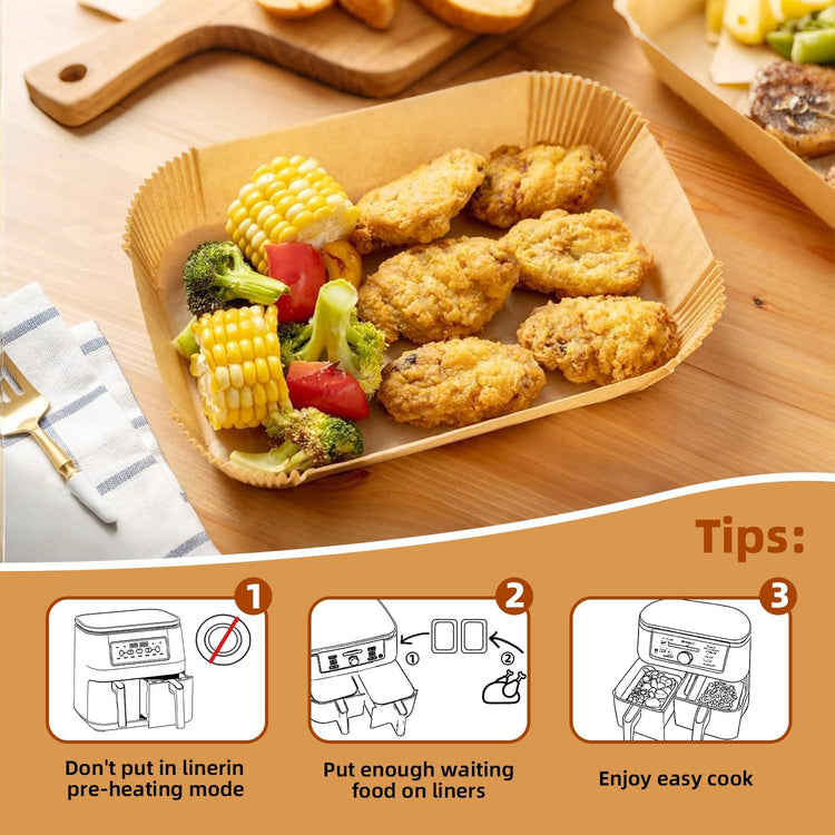 Air Fryer Paper Liners for Dual Zone Airfryer (100 Count)