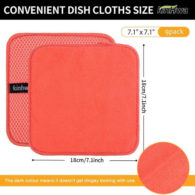 Dish Cloths for Washing Dishes with Scrub Side (9 Count)