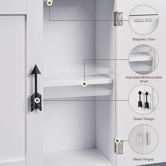 Mega Roll Toilet Paper Holder Cabinet, VECELO Stand Bathroom Storage Organizer of Rolls & Paper Towel, Waterproof, Large Capacity Reserve Area, Removeable Rod
